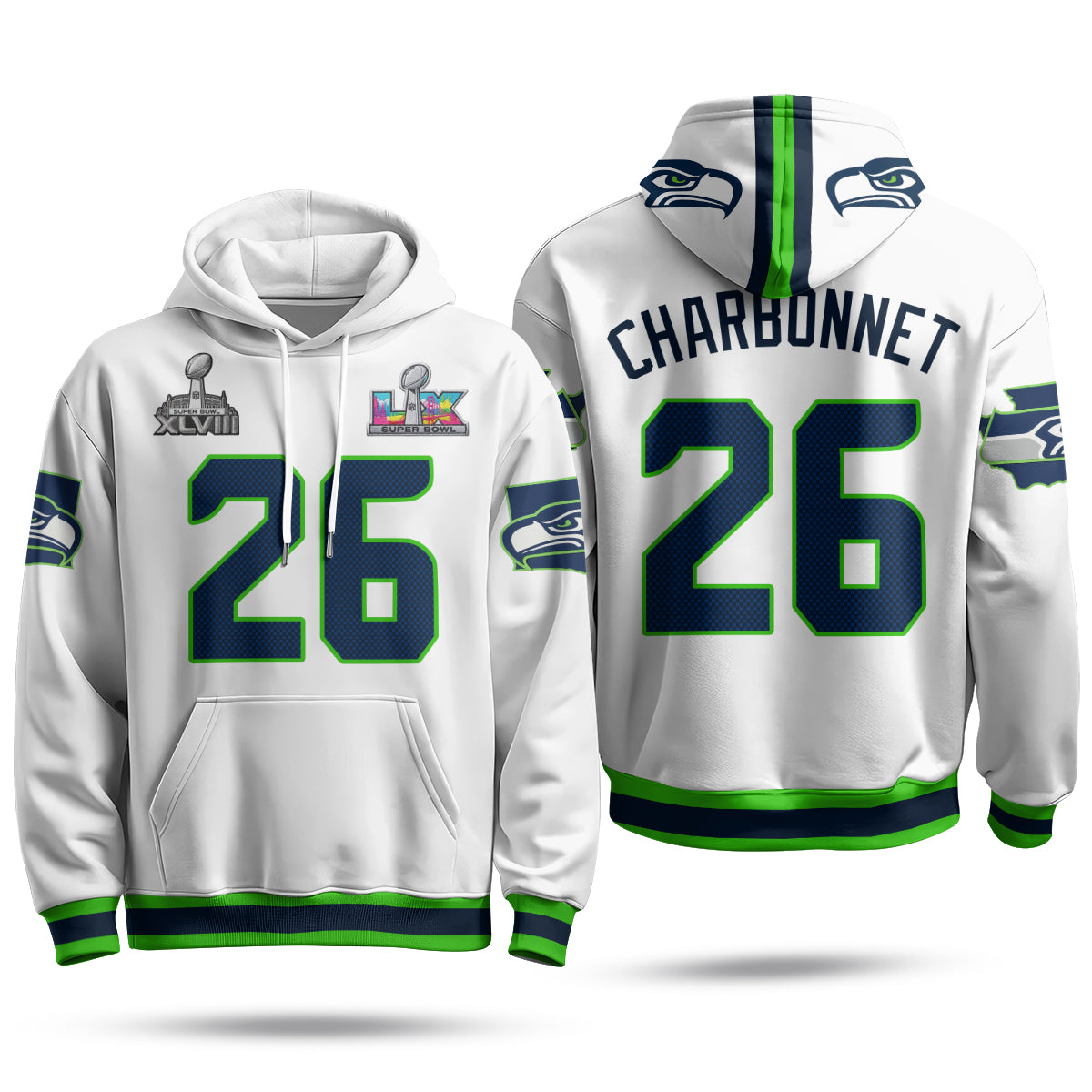 Seattle Seahawks S.Bowl Champs Hoodie - Stitched