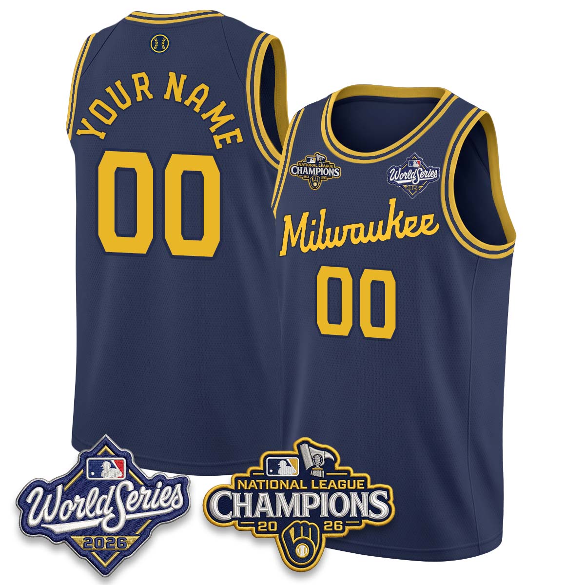 MIL 2026 NL Champions Basketball Custom Jersey - Stitched