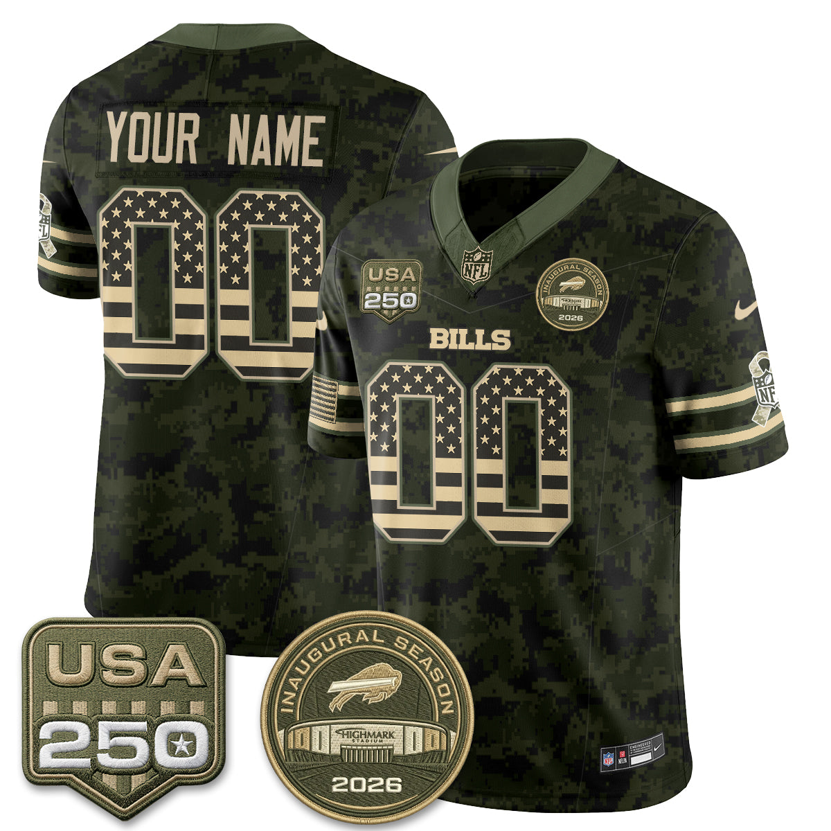 BUF 2026 Salute to Service Edition Vapor Custom Jersey - Stitched