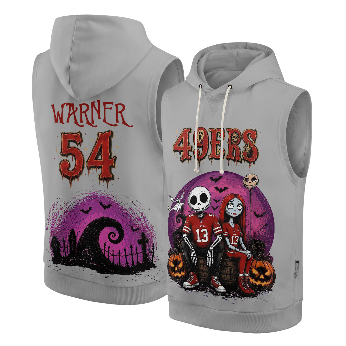 SF x Skeleton Gentleman & Rag Doll Bride Edition Sleeveless Hoodie Tank Top - Printed