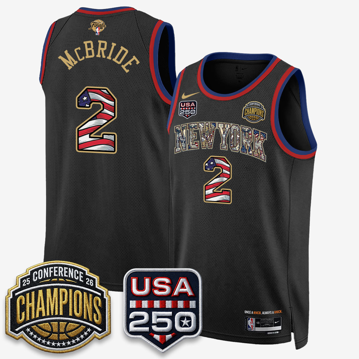 New York Knicks 2026 NBA Eastern Conference Champions x Fourth of July Vapor Jersey - Stitched