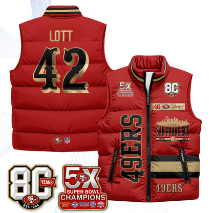 San Francisco 49ers Faithful to The Bay Puffer Vest - Printed