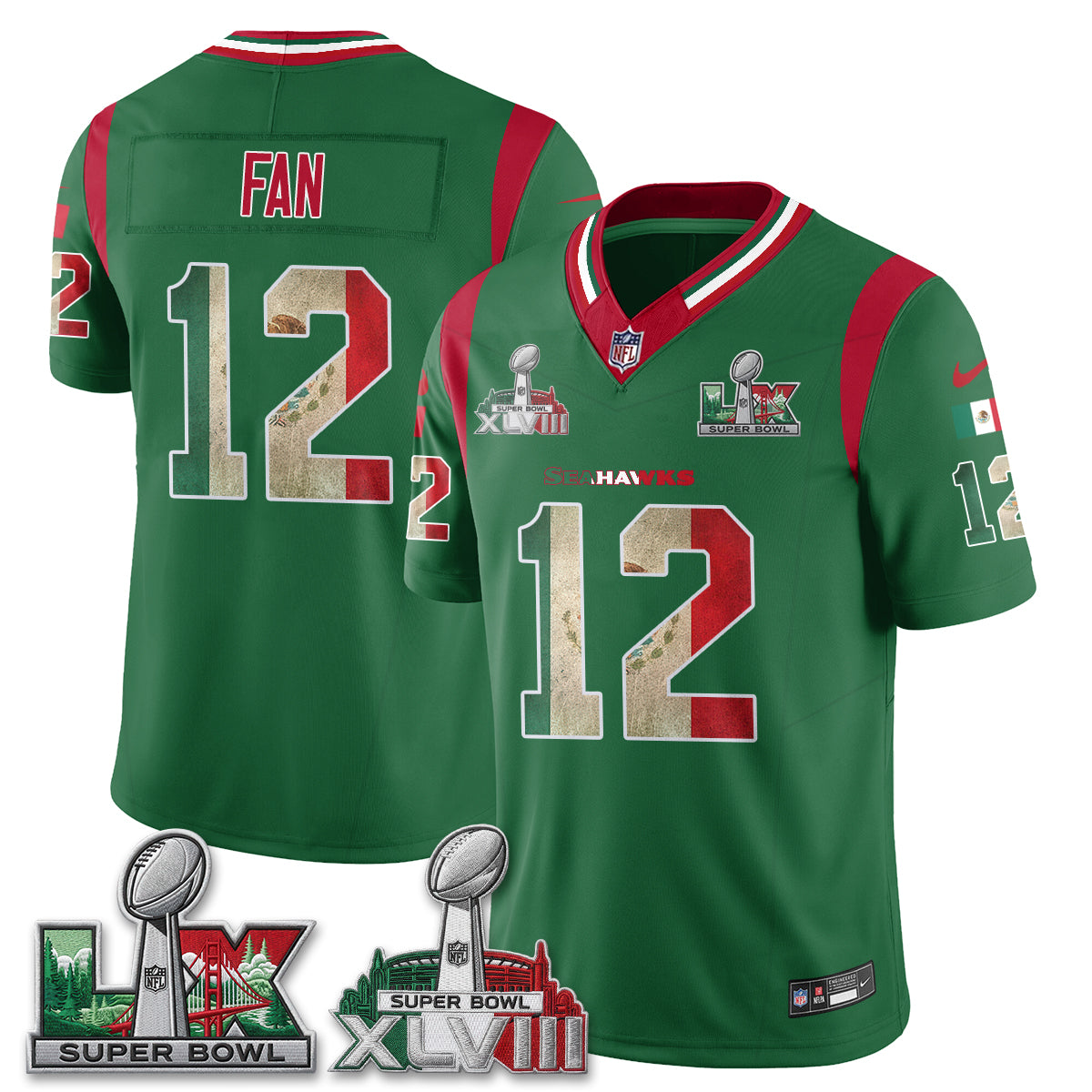 Seattle Seahawks Mexico Edition Vapor Jersey V1- Stitch