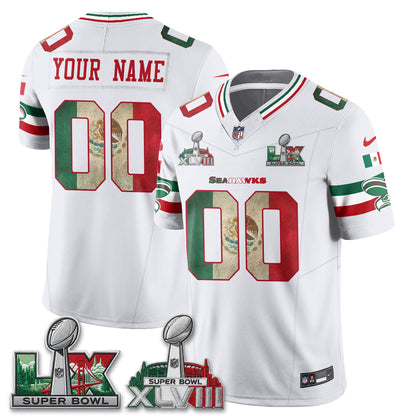 Seattle Seahawks Mexico Edition Vapor Custom Jersey V2- Stitch
