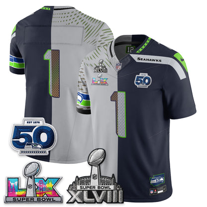 Seattle Seahawks SB LX Champs Split Edition Vapor Jersey - Stitch