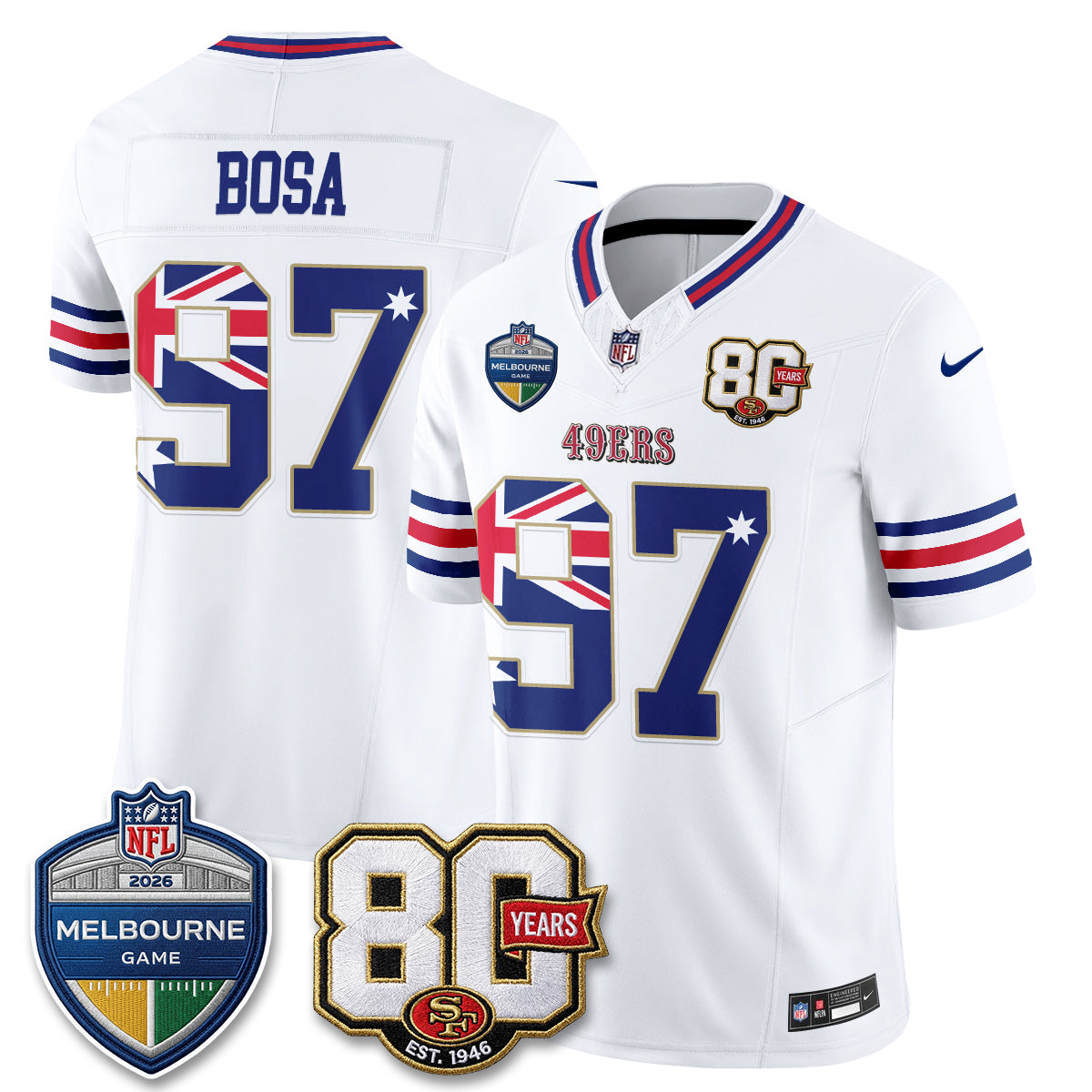 San Francisco 49ers Melbourne Game 2026 Vapor Jersey - Stitched