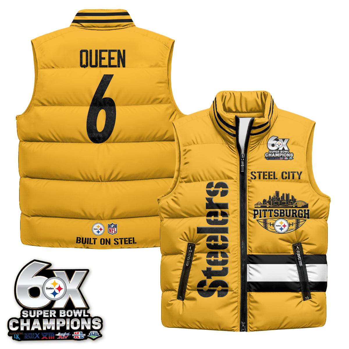 PIT "Steel City" Puffer Vest - Printed