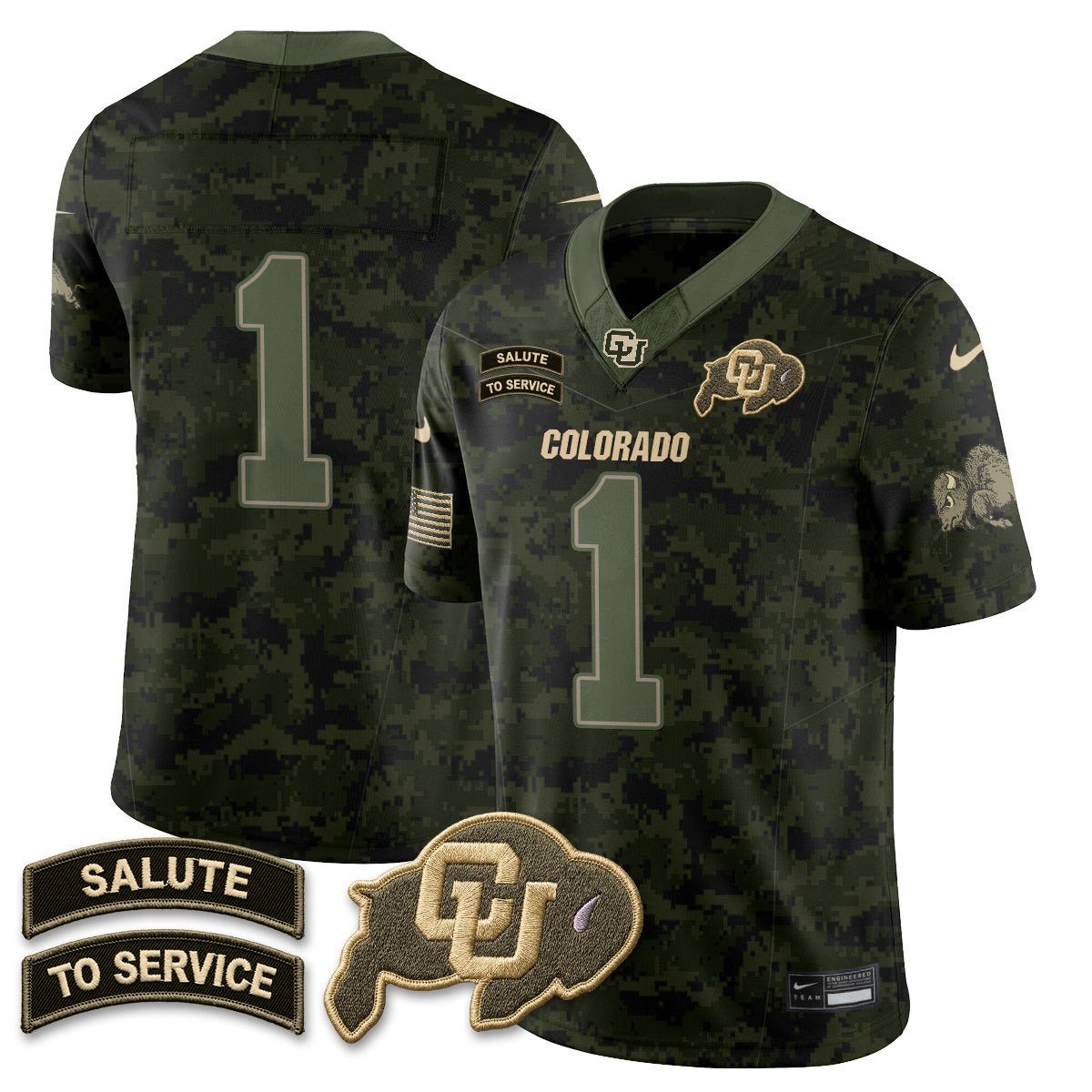Colorado Buffaloes 2026 Salute to Service Vapor Jersey - Stitched