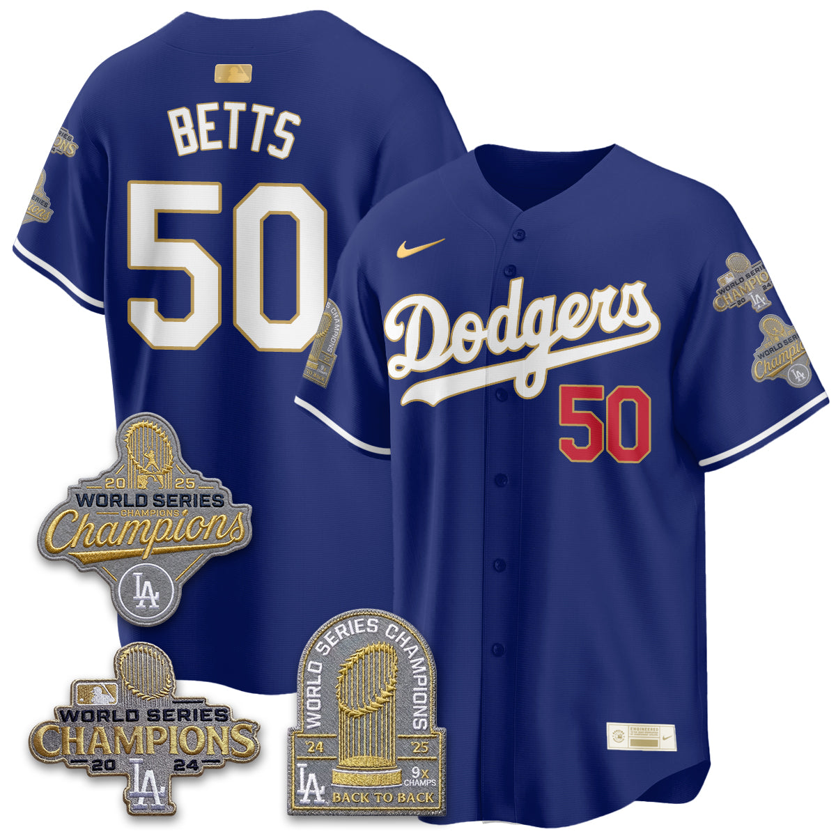 LAD Gold Collection Stadium Vapor Limited Jersey - Back to Back 9x Champs - All Stitched