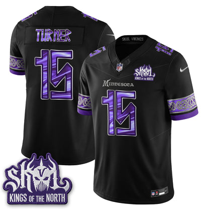MIN Fangear Edition Warrior Skol Patch Vikings Font Vapor Jersey - Stitched