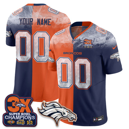 Denver Broncos Mile High Split Edition Vapor Custom Jersey - Stitched