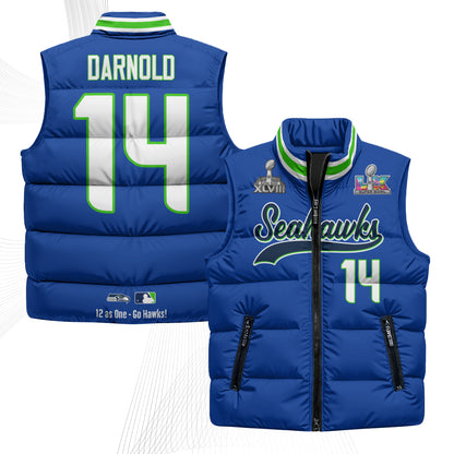 Seattle Seahawks S.Bowl Champs Puffer Vest - Printed