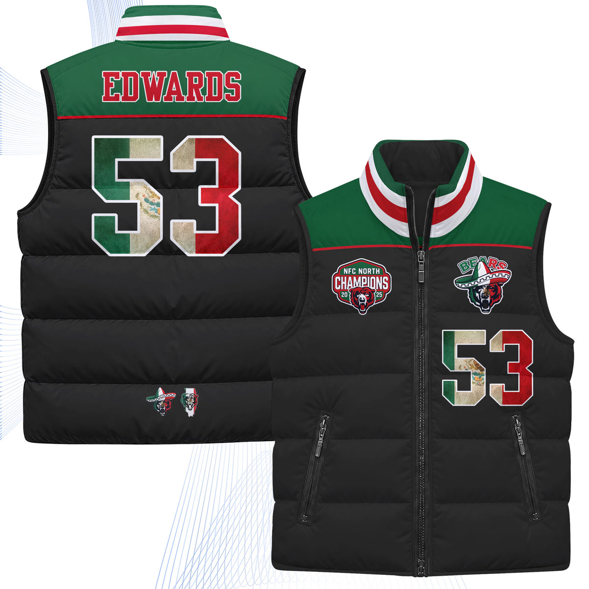 CHI Mexico Style Puffer Vest - Printed V2