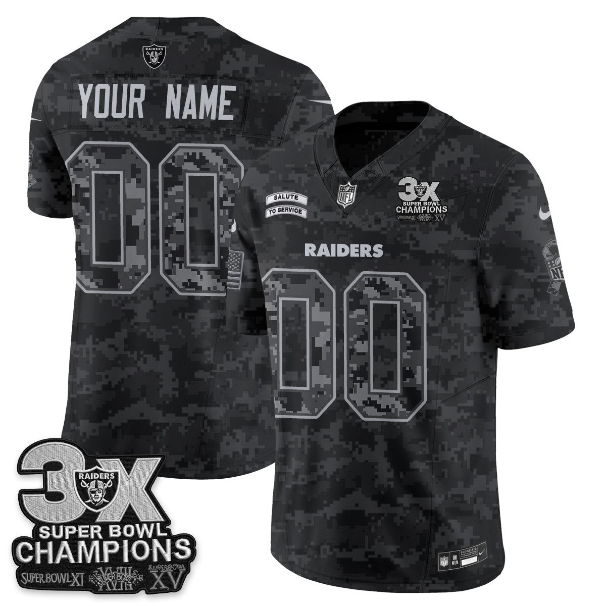 Las Vegas Raiders 2026 Salute to Service V2 Vapor Custom  Jersey - Stitched