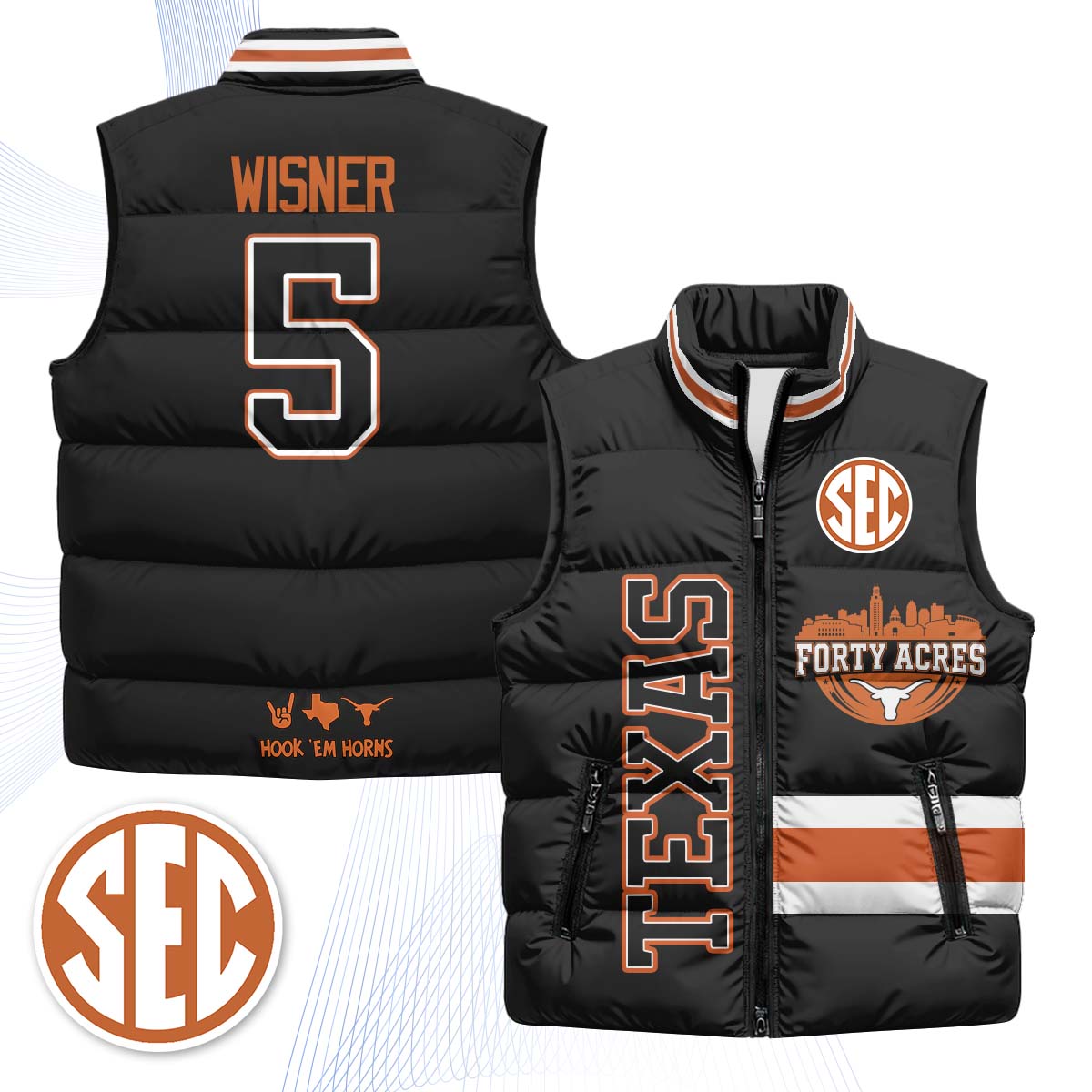 TEX "Forty Acres" Puffer Vest - Printed