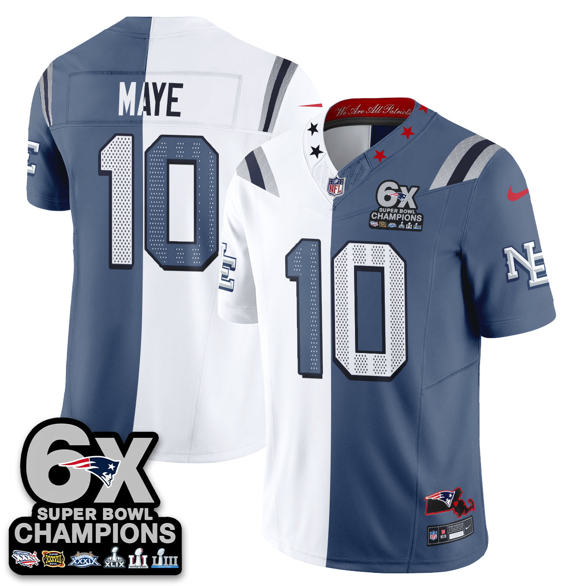 NE Rivalries Split Edition Vapor Jersey - Stitched