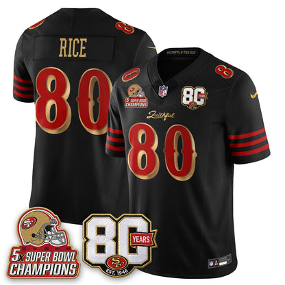 San Francisco 49ers 80 Years & 5X Champs Rivalries Vapor Jersey - Stitched