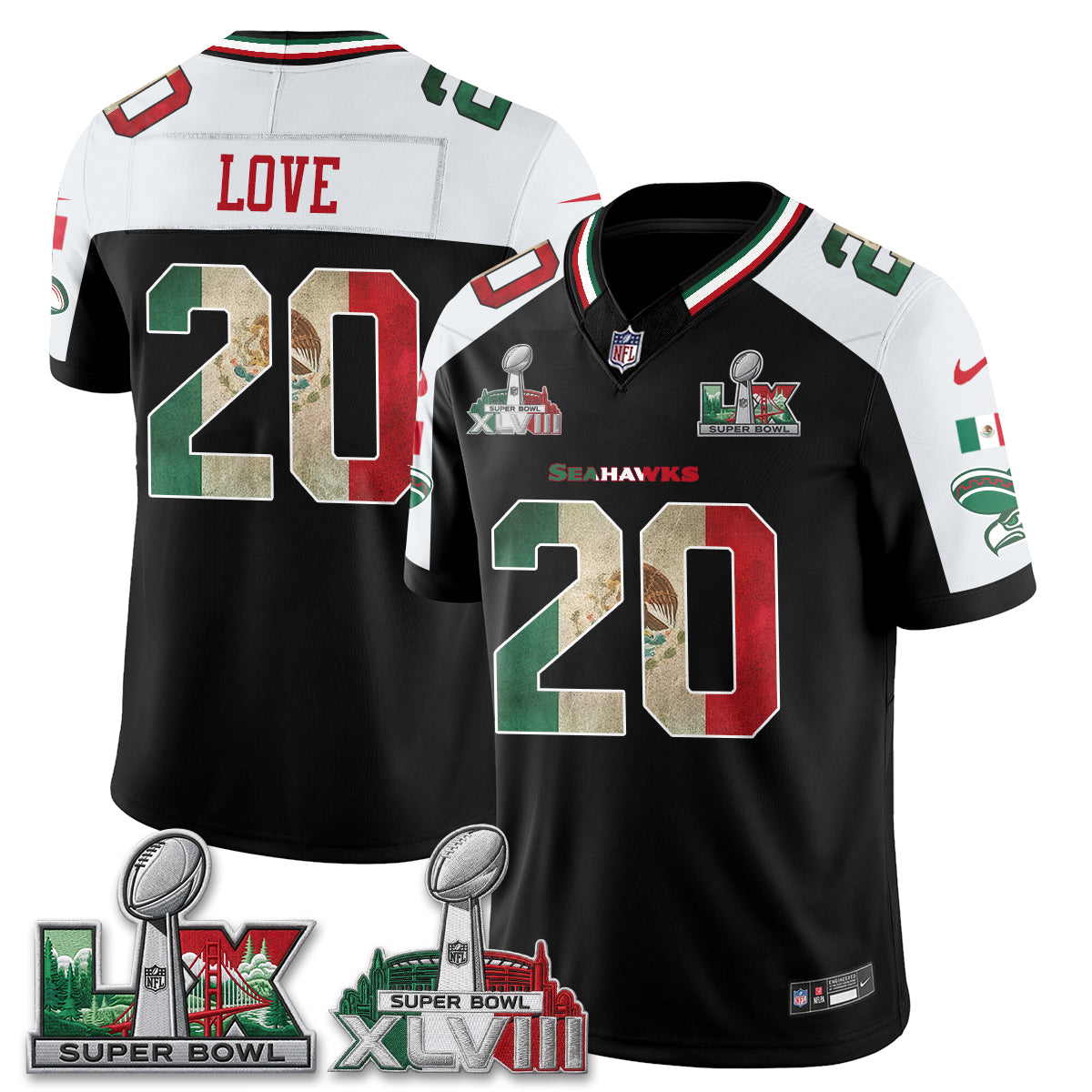 Seattle Seahawks Mexico Edition Vapor Jersey V2- Stitch