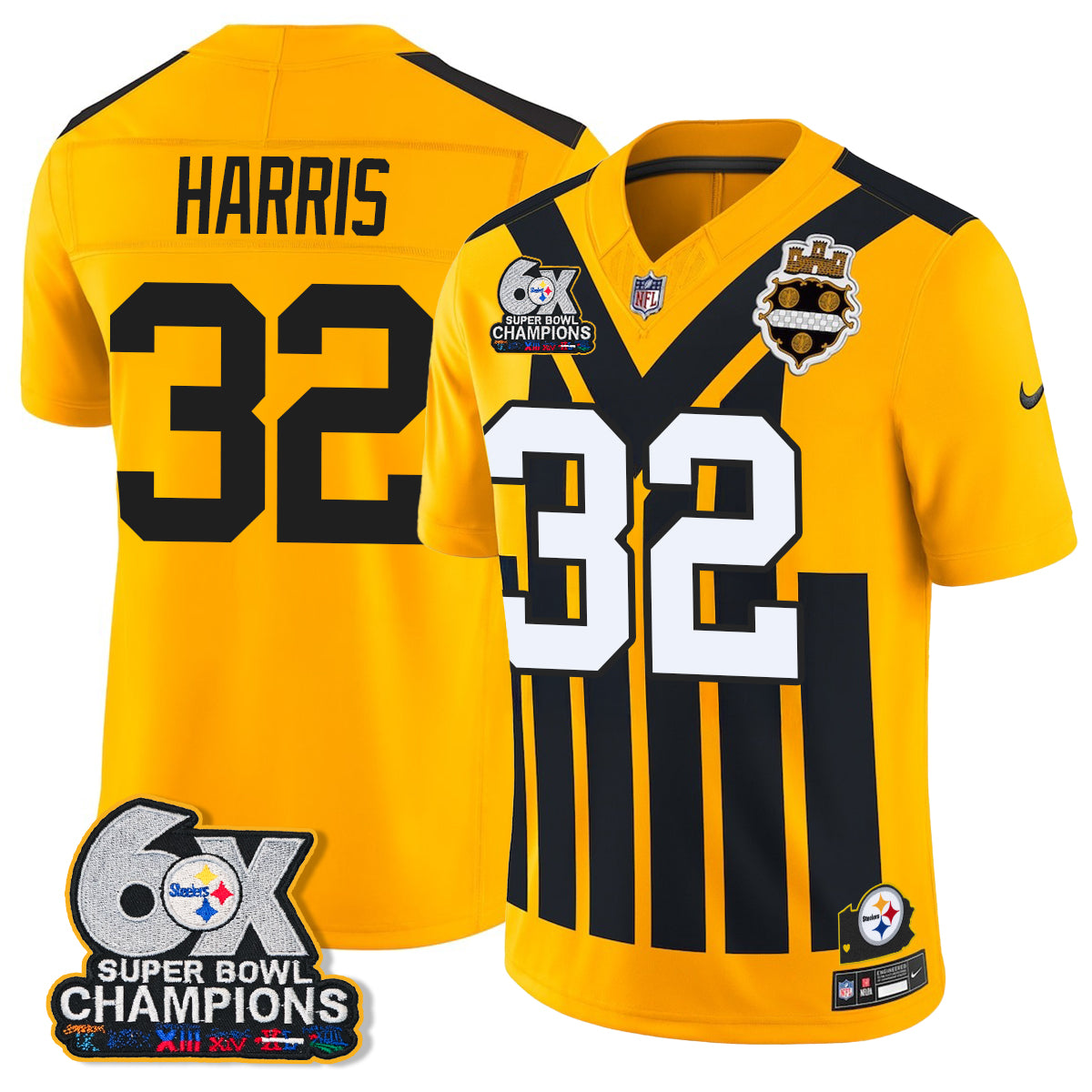 PIT 6X Champs Throwback V2 Vapor Jersey - Stitched