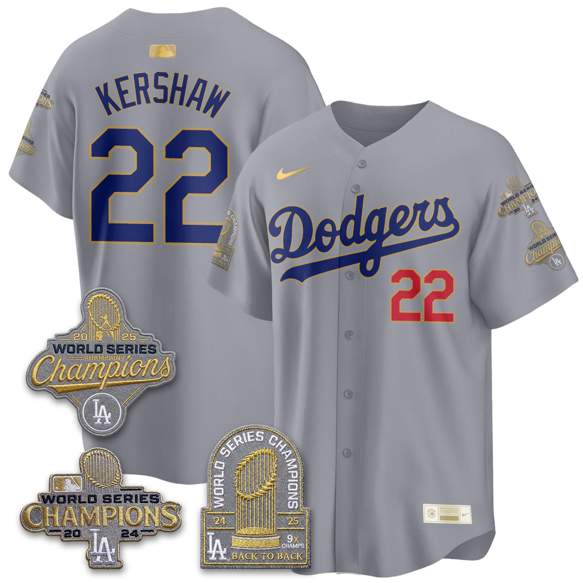 LAD Gold Collection Stadium Vapor Limited Jersey - Back to Back 9x Champs - All Stitched