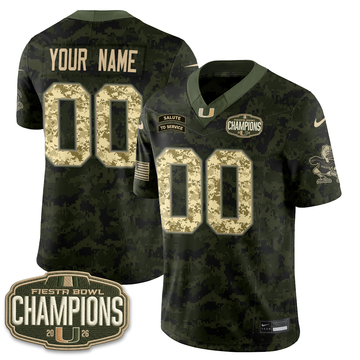 Miami Hurricanes 2026 Salute to Service Vapor Custom Jersey - Stitched