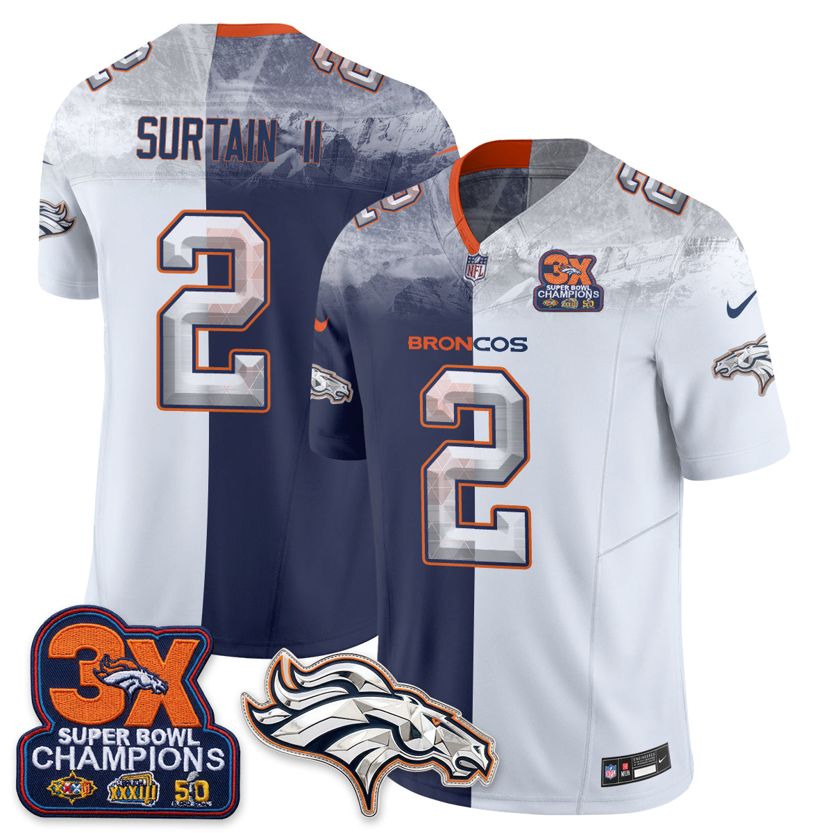 Denver Broncos Mile High Split Edition Vapor Jersey - Stitched