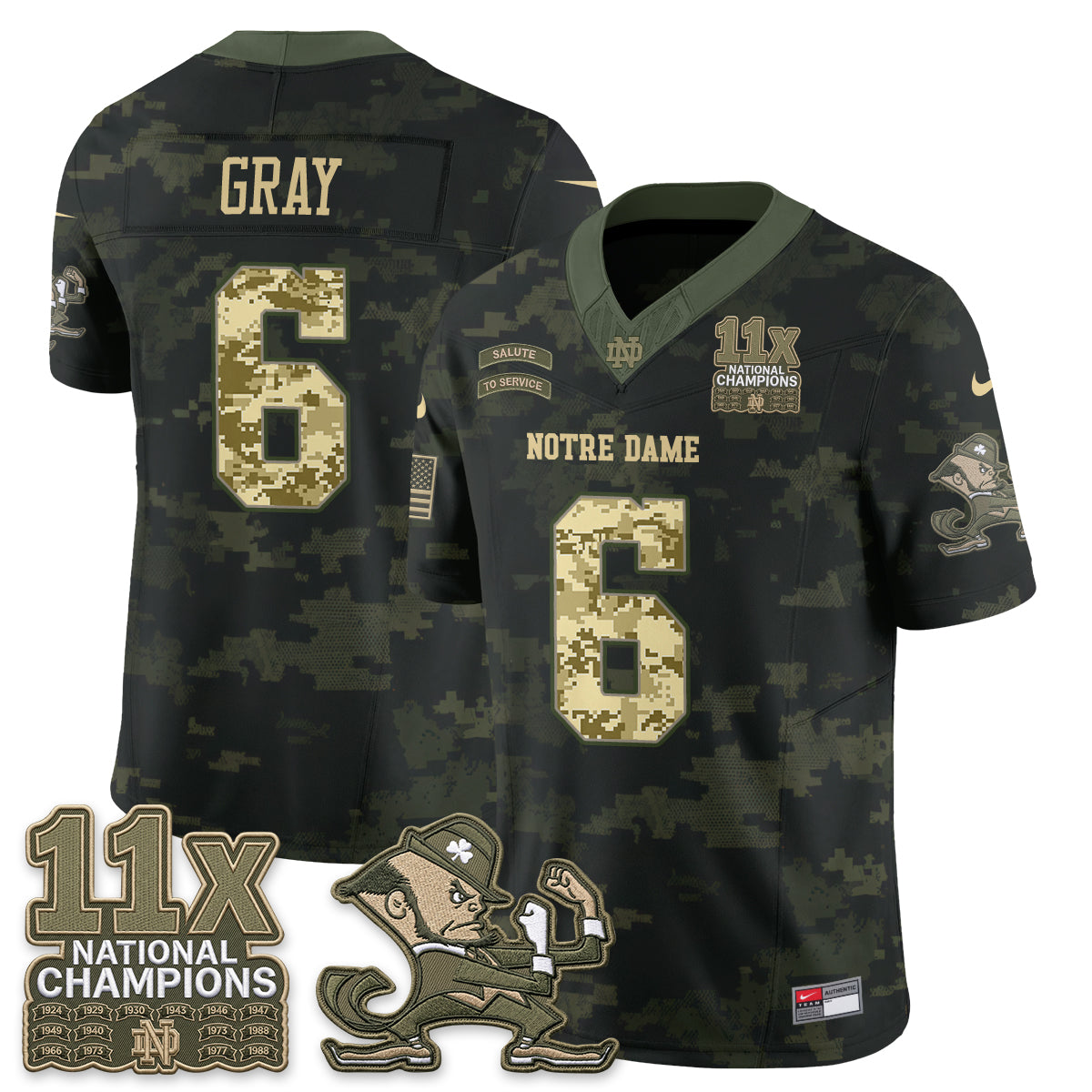 Notre Dame Fighting Irish 2026 Salute to Service Vapor Jersey - Stitched
