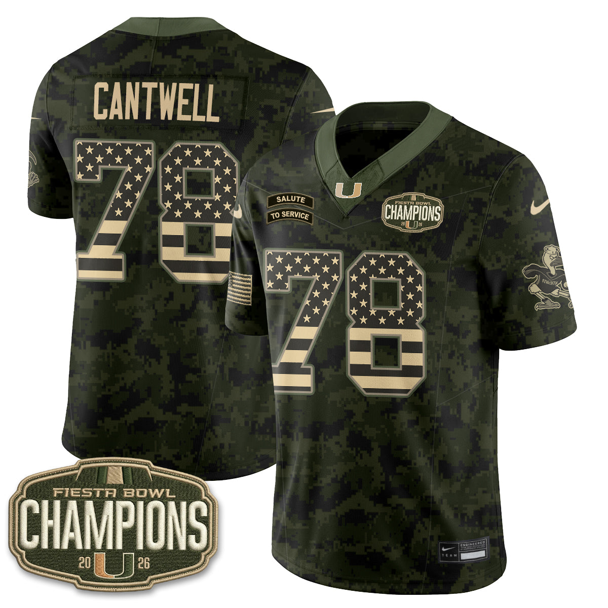 Miami Hurricanes 2026 Salute to Service Vapor Jersey - Stitched