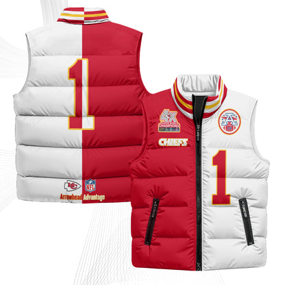 Kansas City Chiefs 4X Champs Gold Edition Puffer Vest - Printed