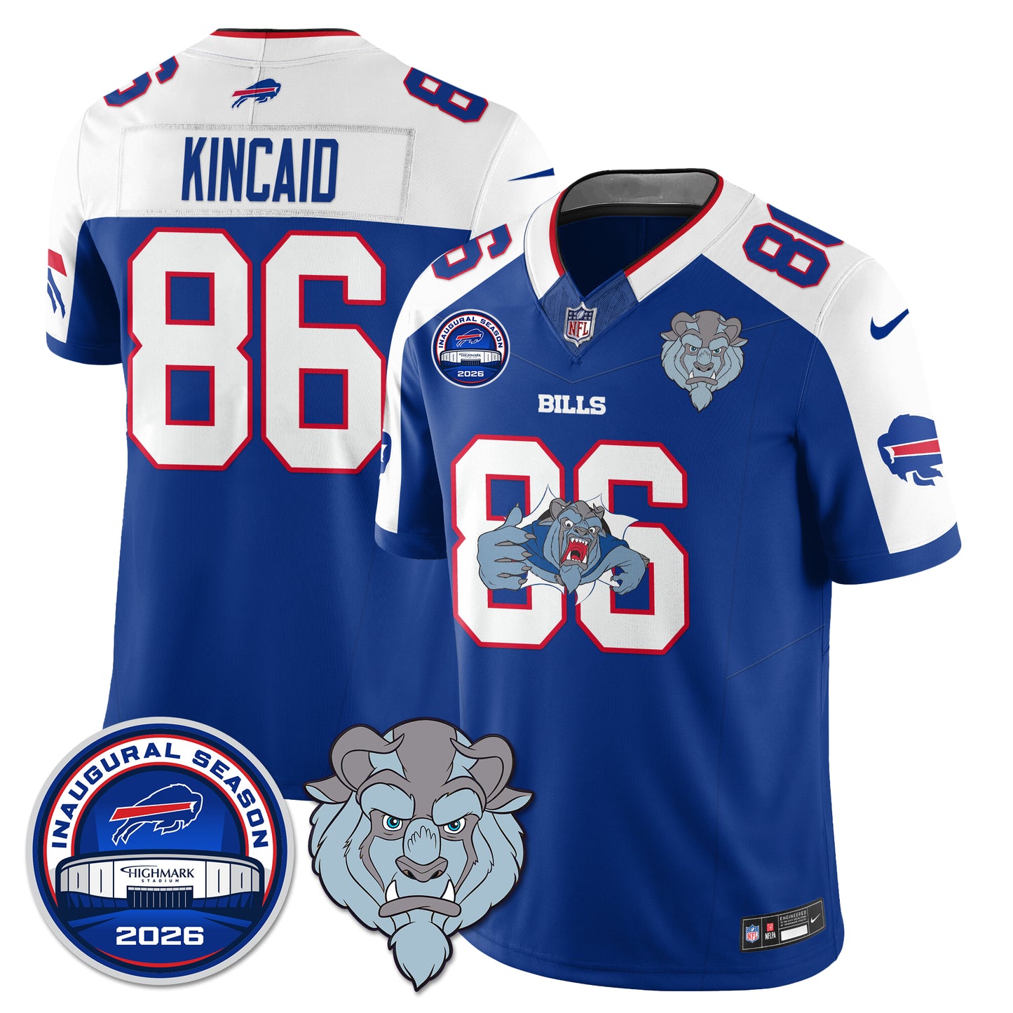 Buffalo Bills x Hairy Blue Beast Edition Vapor Jersey - Stitched