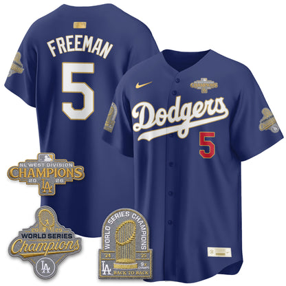 LAD 2026 NL West Champs Gold Vapor Jersey- Stitched