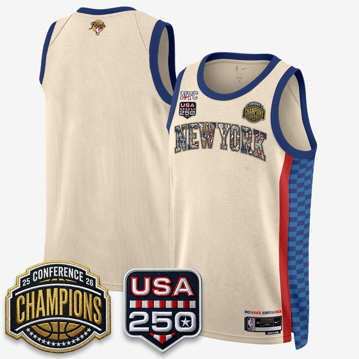 New York Knicks 2026 NBA Eastern Conference Champions x Fourth of July Vapor Jersey - Stitched