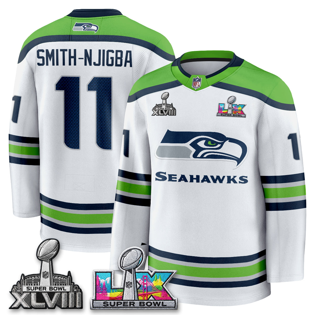 SEA 2X S.Bowl Champions Patch Hockey Jersey - Stitched