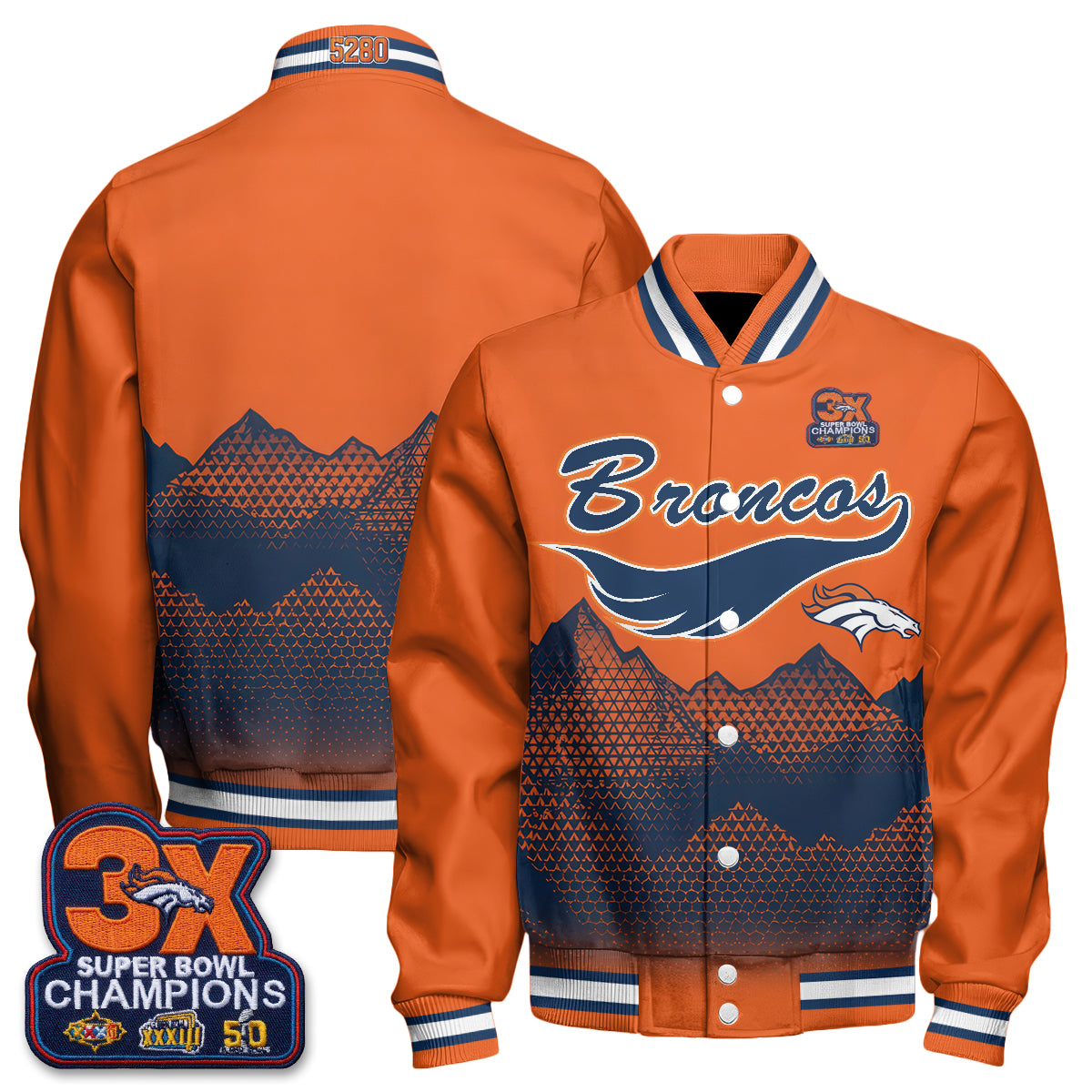 Denver Broncos Fangear Edition Baseball Jacket - Printed