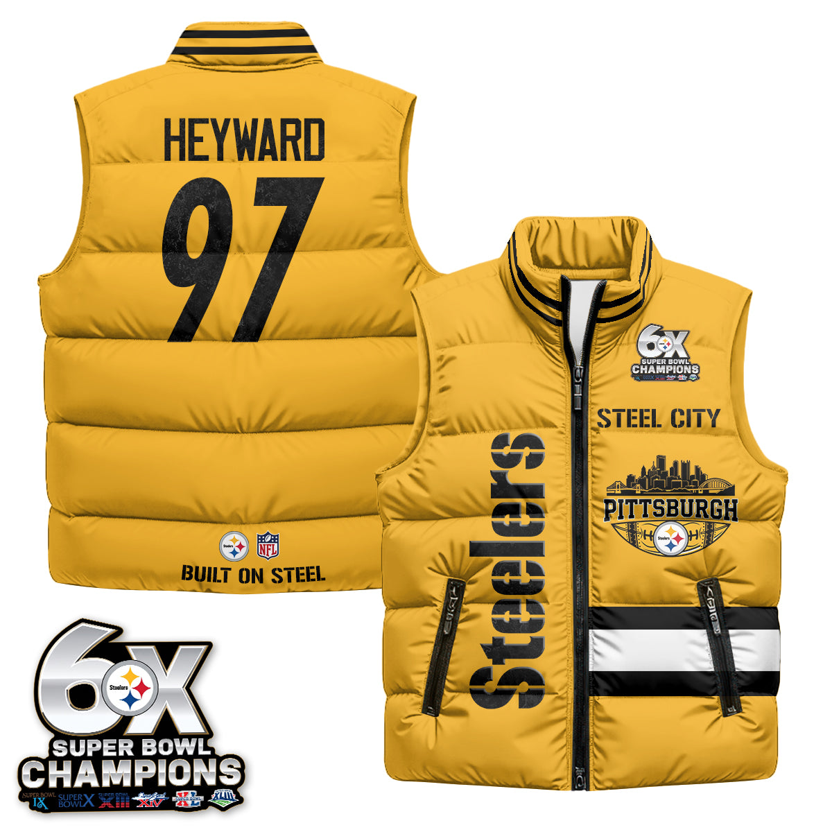 PIT "Steel City" Puffer Vest - Printed