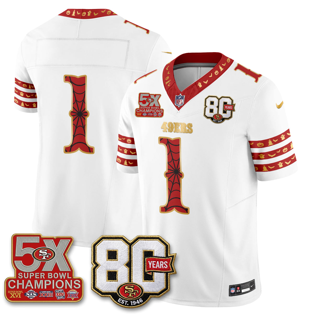 San Francisco 49ers Spooky Edition Vapor Jersey - Stitched
