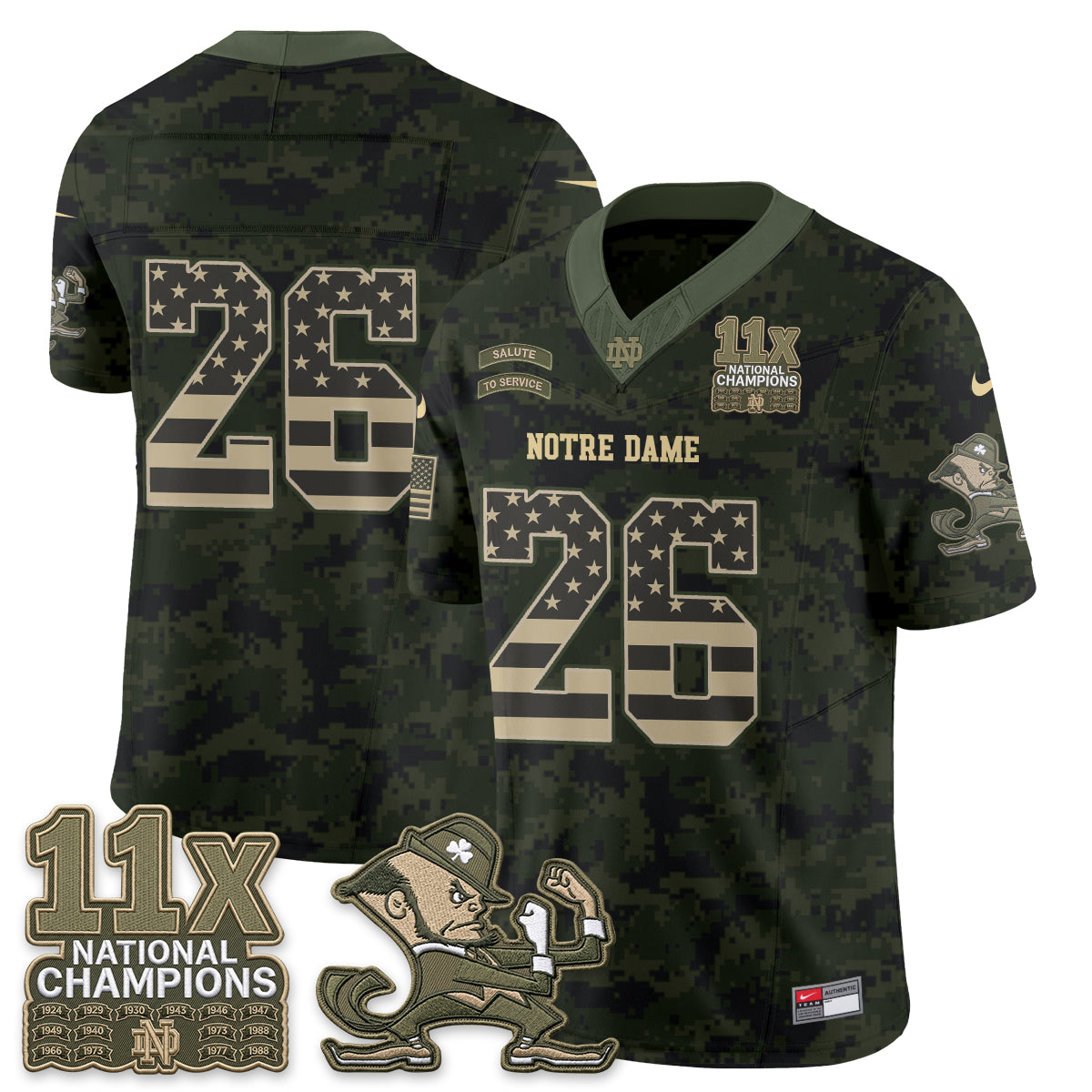 Notre Dame Fighting Irish 2026 Salute to Service Vapor Jersey - Stitched