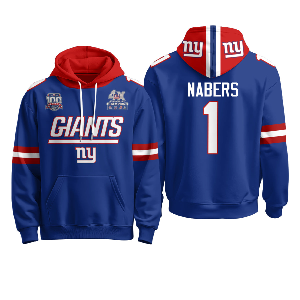New York Giants 4X Champs S.Bowl Hoodie - Stitched