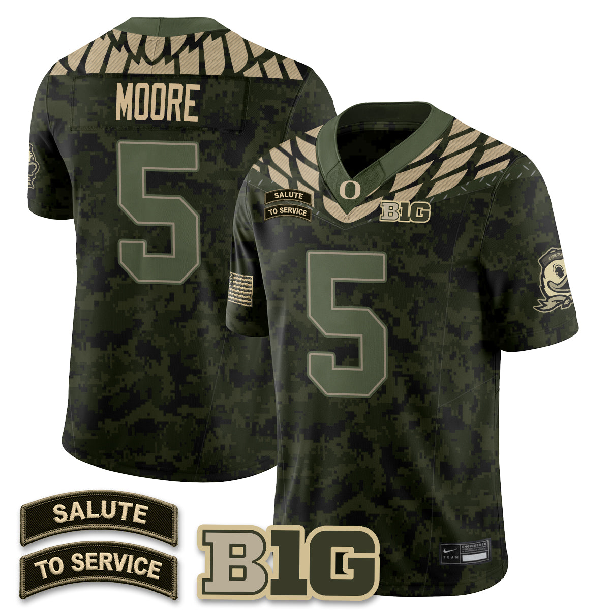 Oregon Ducks 2026 Salute to Service Vapor Jersey - Stitched