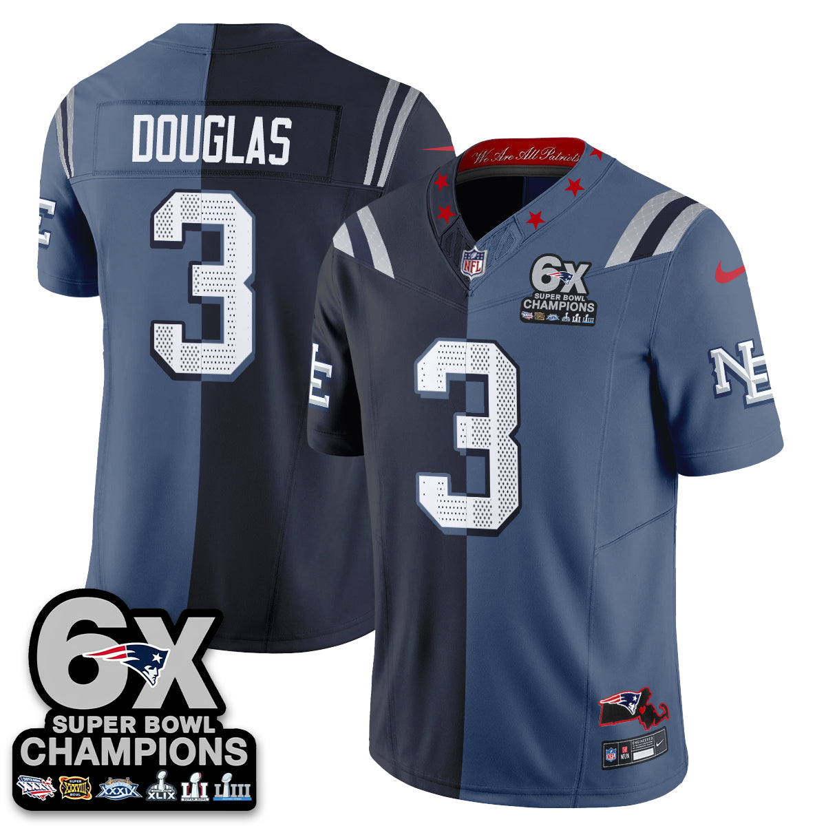 NE Rivalries Split Edition Vapor Jersey - Stitched