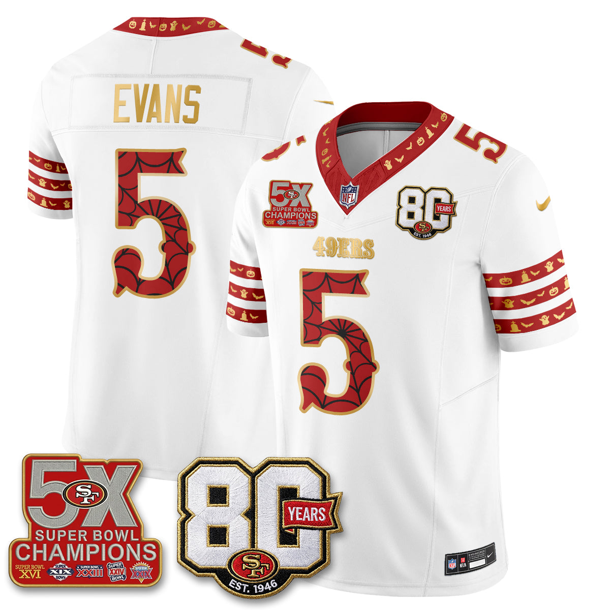 San Francisco 49ers Spooky Edition Vapor Jersey - Stitched