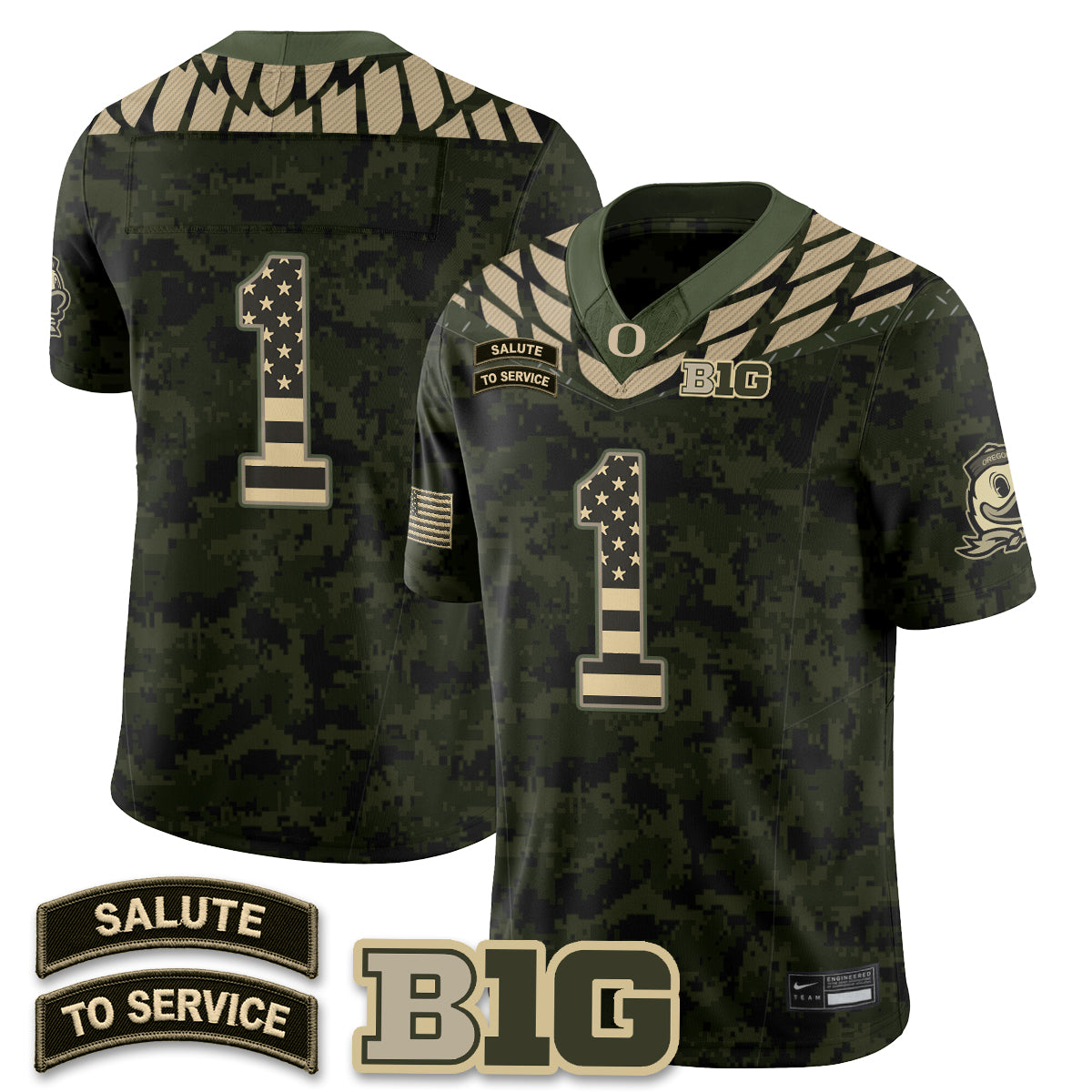 Oregon Ducks 2026 Salute to Service Vapor Jersey - Stitched