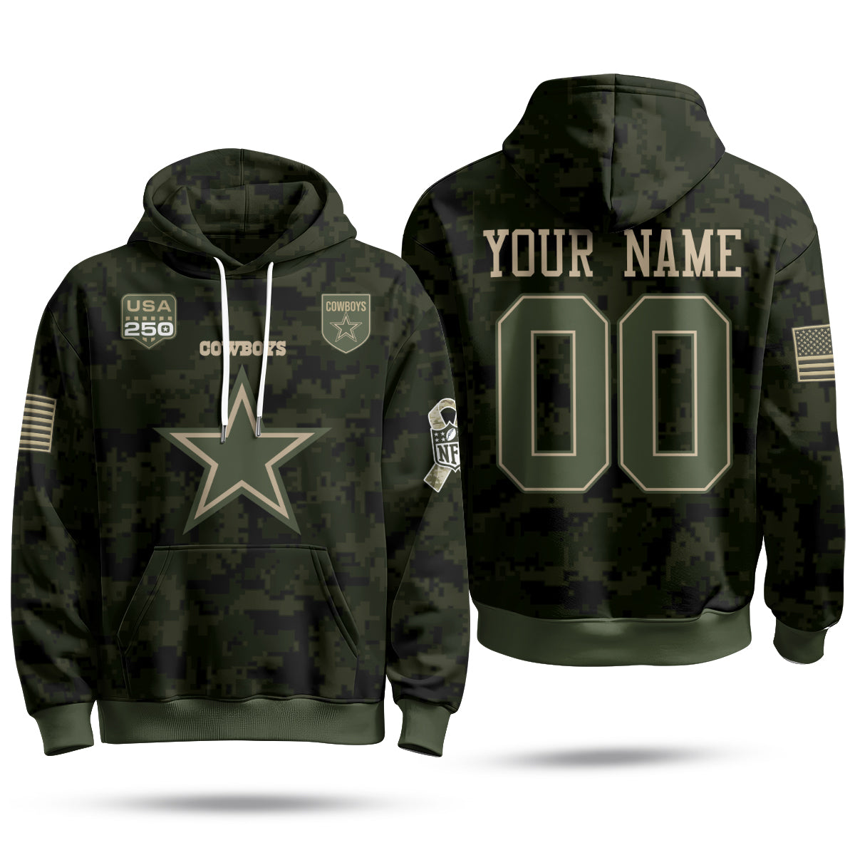 DAL 2026 Salute To Service Edition Pullover Custom Hoodie - Printed