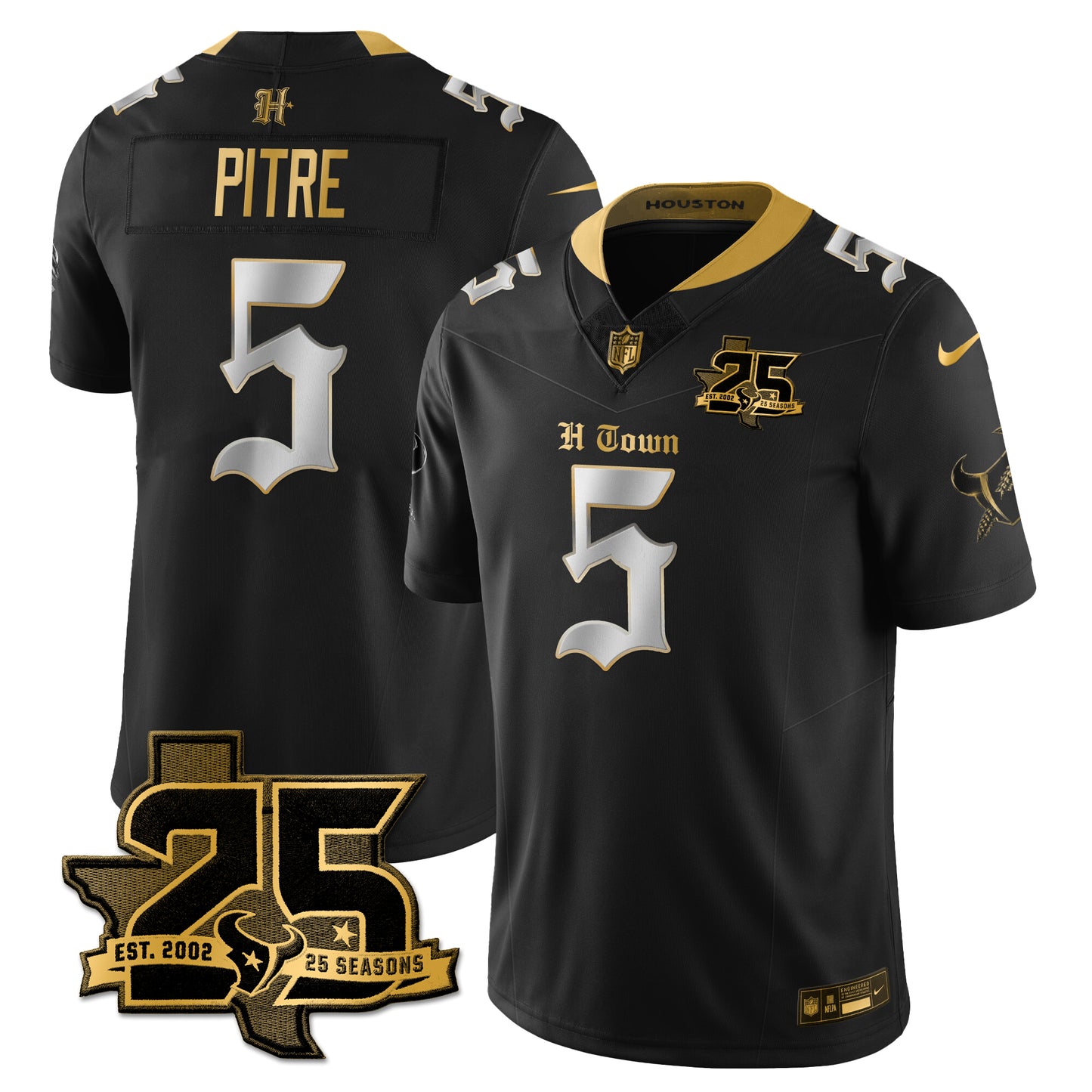 HOU 25th Seasons in 2026 Gothic Vapor Gold Edition Limited Jersey - All Stitched