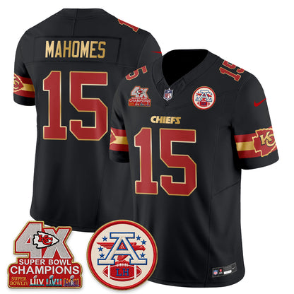 Kansas City Chiefs 4X Champs Gold Edition Vapor Jersey - Stitched