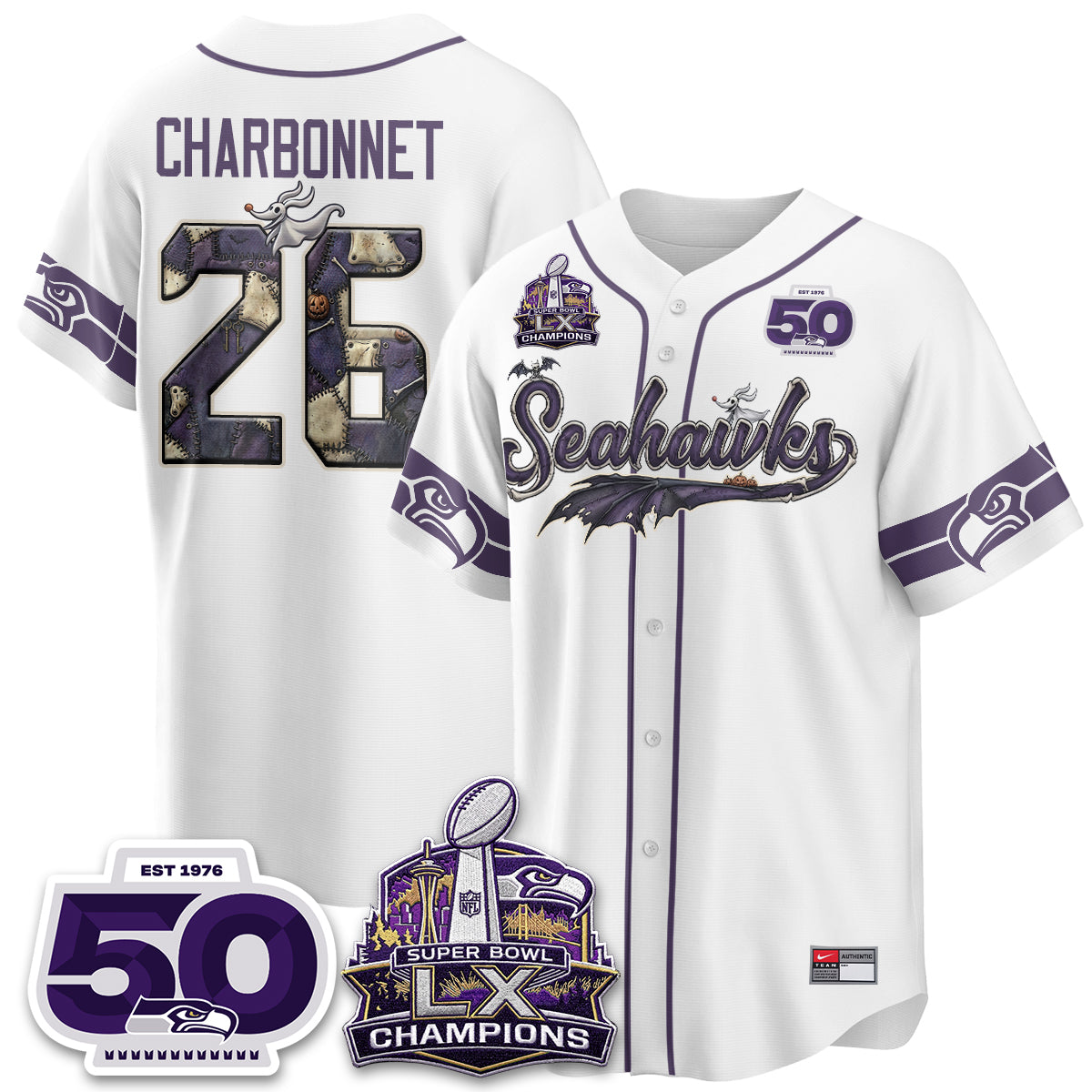Seattle Seahawks 2026 Nightmare Edition Vapor Baseball Jersey - Stitched