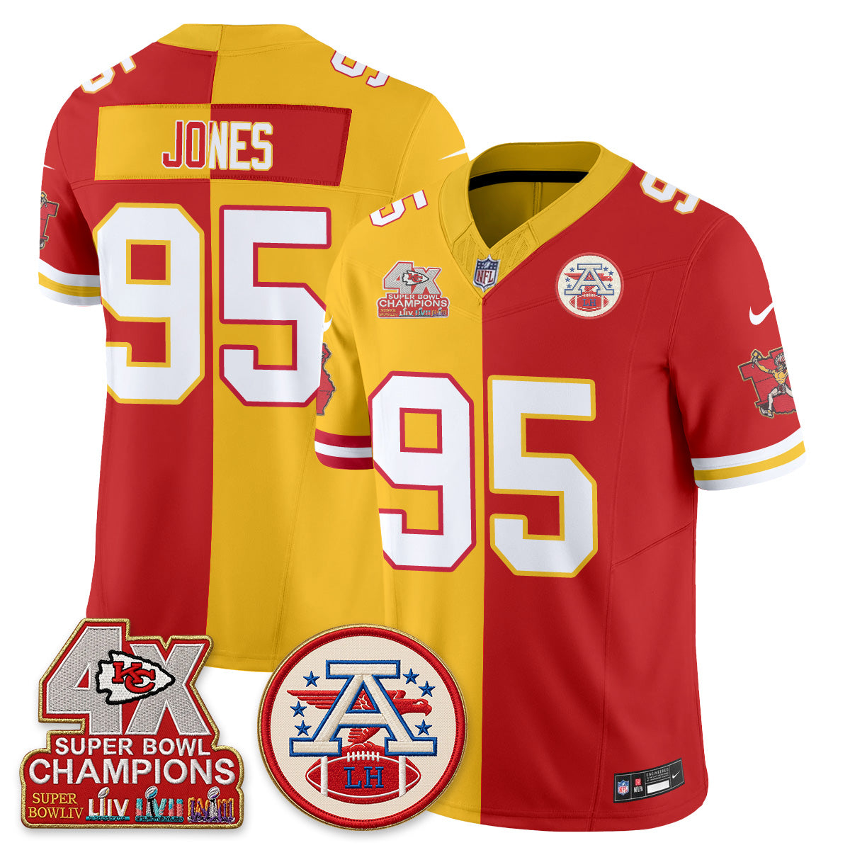 Kansas City Chiefs Throwback Split Vapor Jersey - Stitched