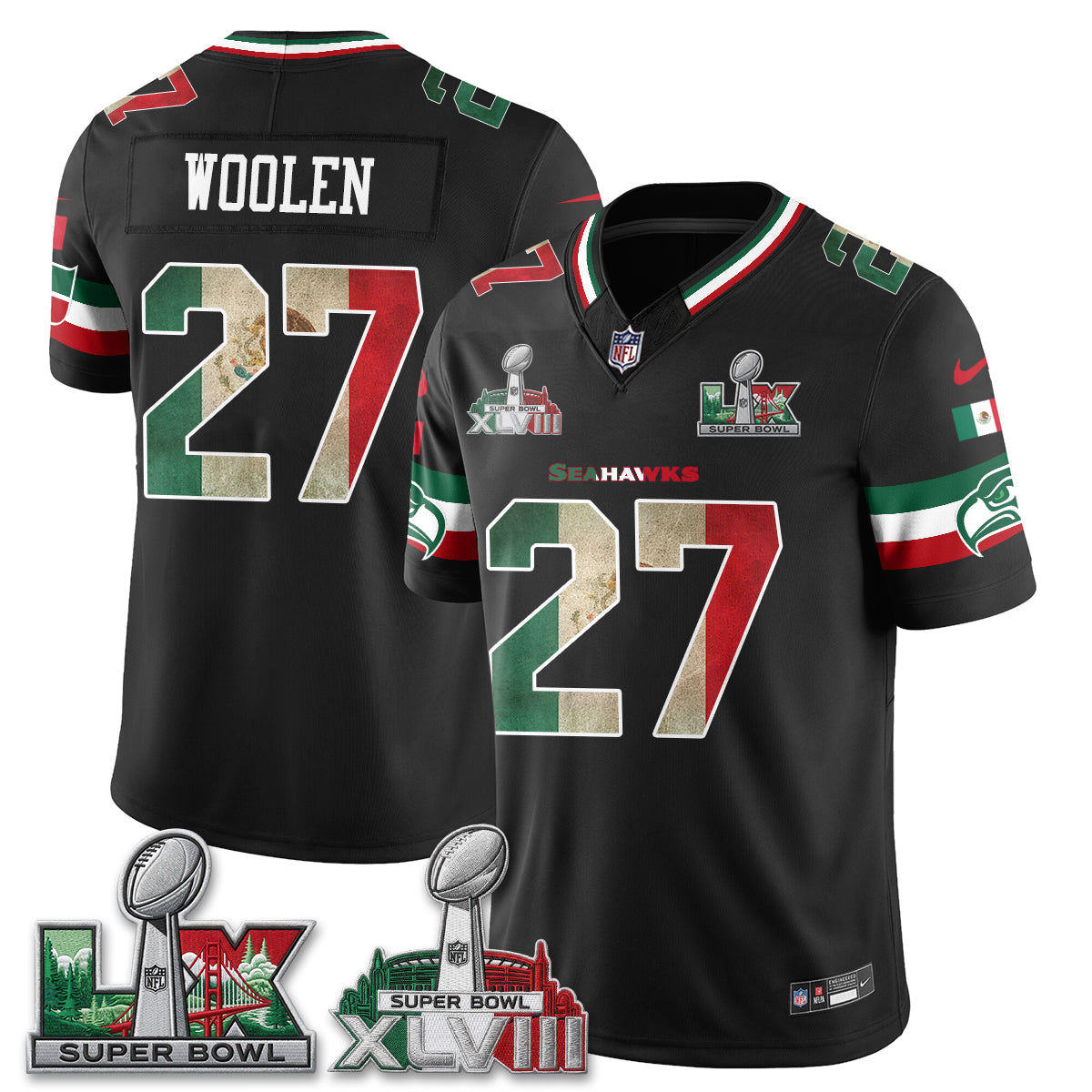 Seattle Seahawks Mexico Edition Vapor Jersey V1- Stitch