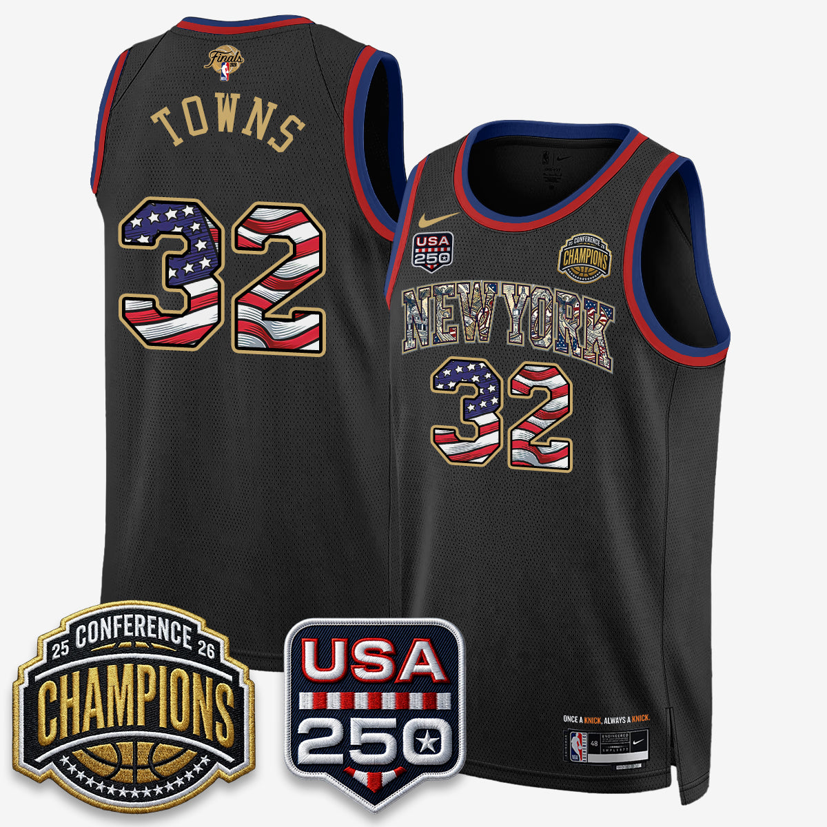 New York Knicks 2026 NBA Eastern Conference Champions x Fourth of July Vapor Jersey - Stitched