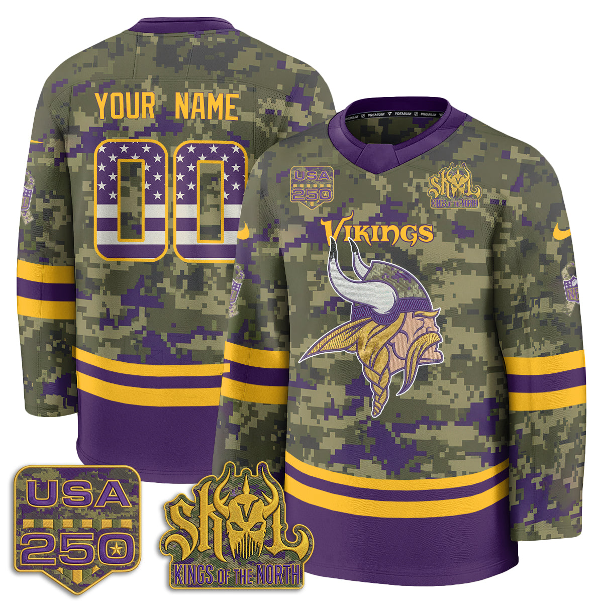 MIN 2026 Salute To Service Edition Custom Hockey Jersey - Printed